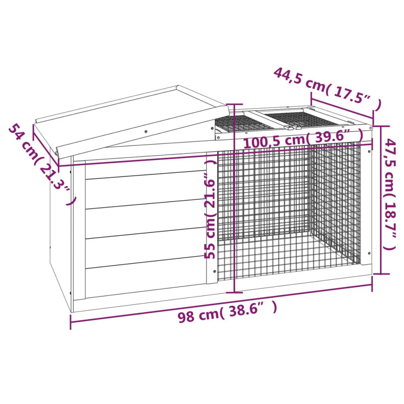 Pembroke Weather Resistant Rabbit Hutch, Mocha/White