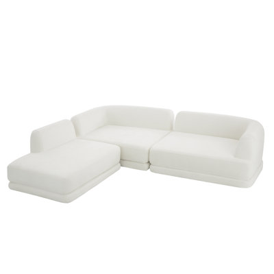 Elio 115" Modern L-Shaped Modular Compressed Sectional Sofa with Deep Seating and Chaise Lounge