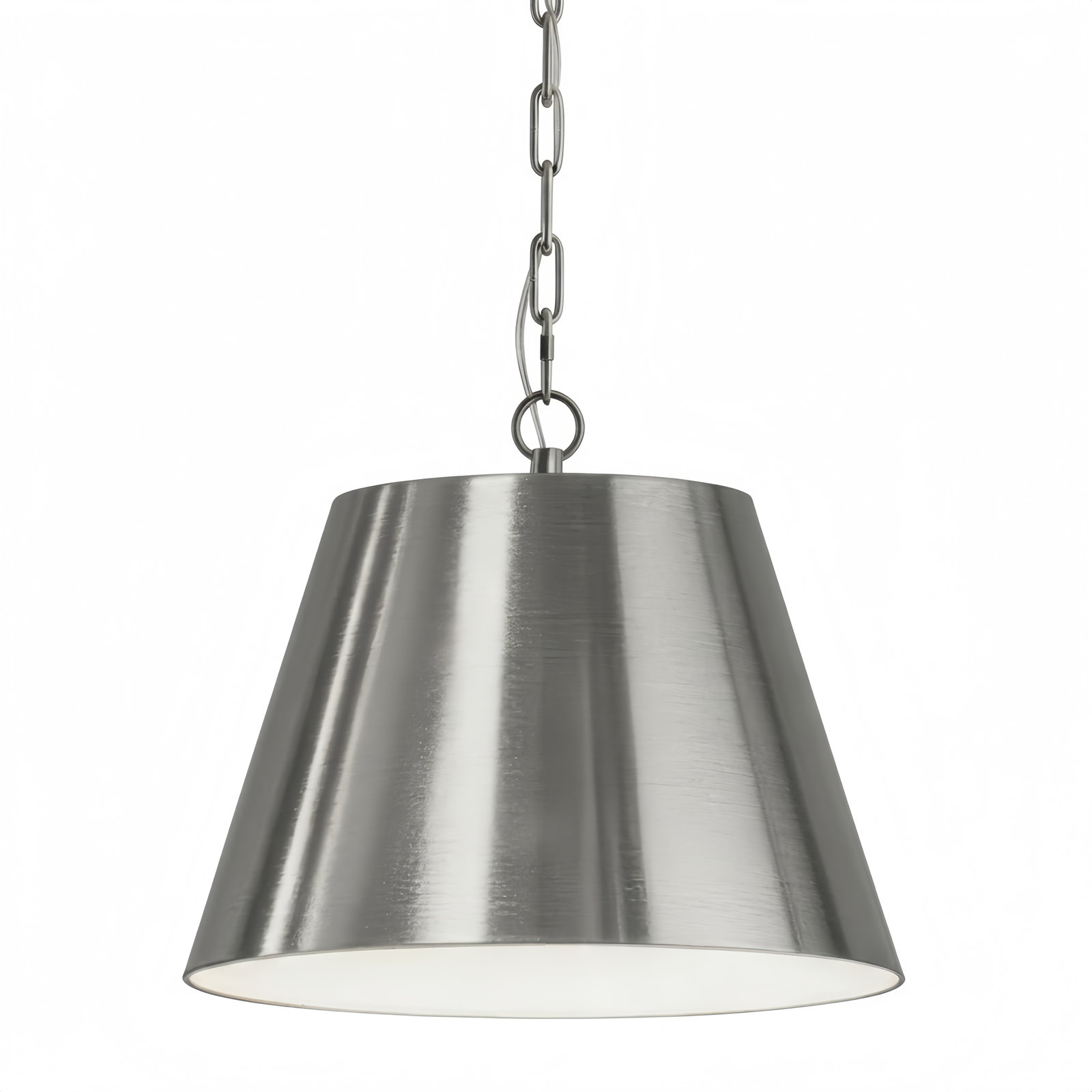 Dimmable Cone Single Light Pendant, Brushed Nickel, 16" H x 20" W x 20" D