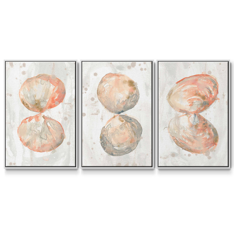 «Mute Molusk I», ensemble de 3 toiles encadrées, H 36 po x l 72 po, Blanc