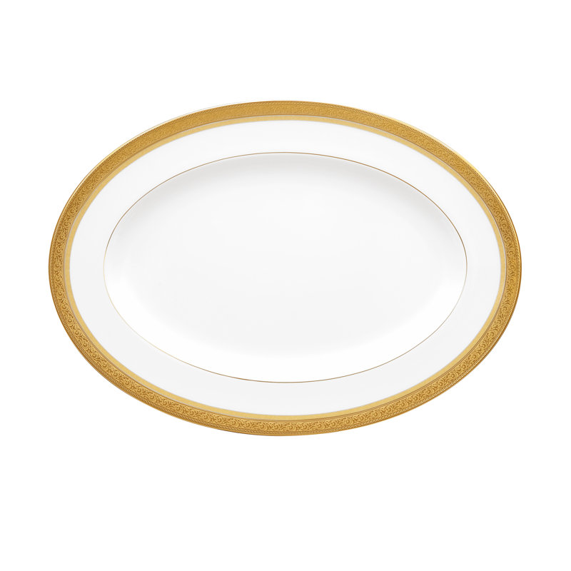 Plateau ovale Noritake Summit, Or, H 1,2 po x l 16 po x P 11,6 po