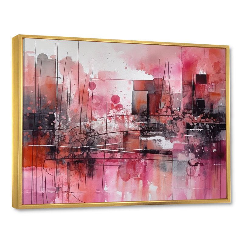 Modernist Expressions III Framed On Canvas Print, 12" H x 20" W x 1" D, Gold Floater Framed