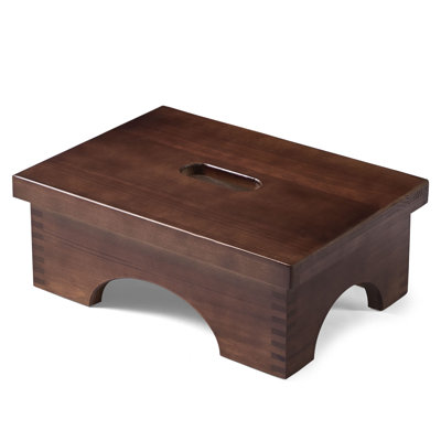  Dark Walnut Wooden Step Stool - Lightweight, Sturdy, Versatile For Home Use