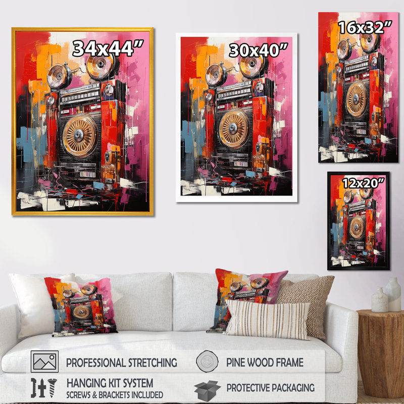 Abstract Rhythms Jukebox 1 - Jukeboxes, art mural, Cadre photo doré simple, H 32 po x l 16 po x P 1 po