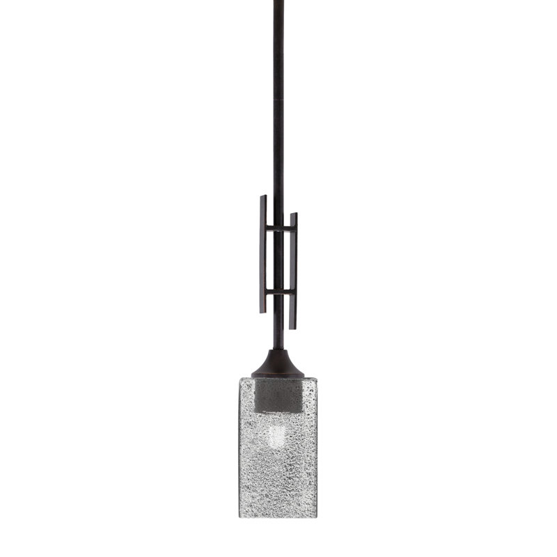 Mini-luminaire suspendu Uptowne, fini en granit foncé avec verre de 4 po, H 19,25 po x l 3,5 po x P 3,5 po, Onyx carré