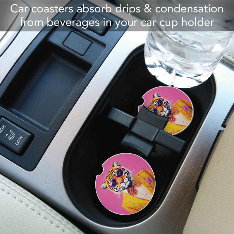 Ensemble de 2 sous-verres en pierre Joyful Jungle Cat