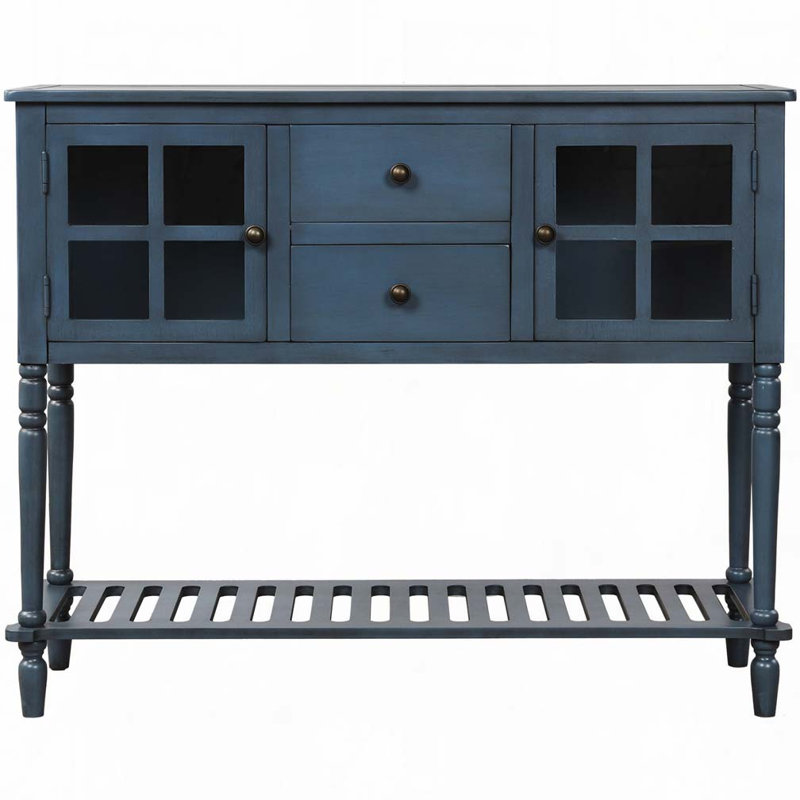 Console de 42 po Danner, table d'entrée, canapé avec deux tiroirs Danner, Marine, Marine antique