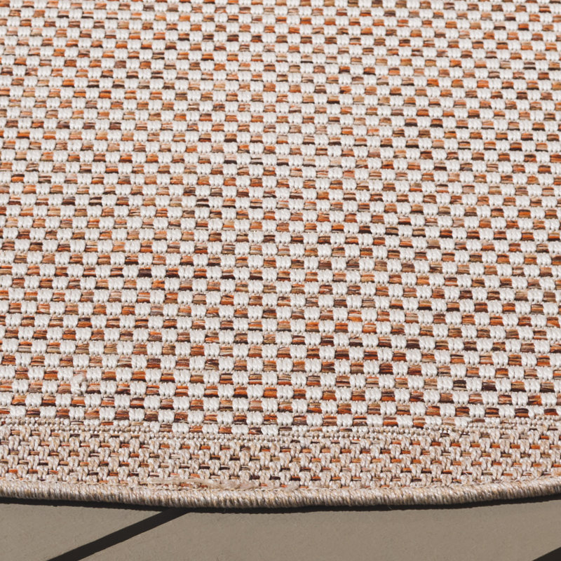 Sorsha Sisal All-Weather Performance Checkered Indoor/Outdoor Area Rug, Round 6'7"