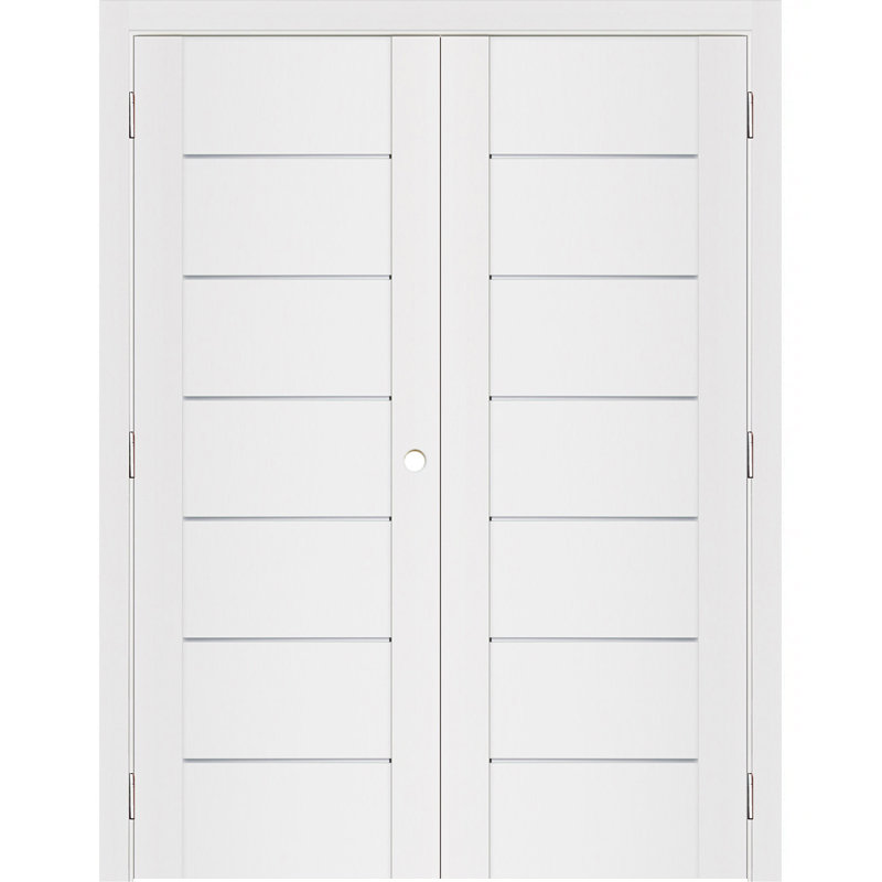Double porte intérieure stratifiée blanc doux pré-suspendu Stile 009, 48 po x 96 po, S'ouvre à gauche vers l'intérieur