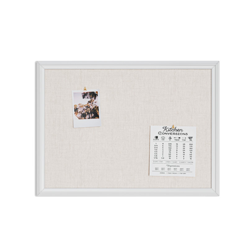 White Wood Frame Linen Bulletin Board, 23" x 17"
