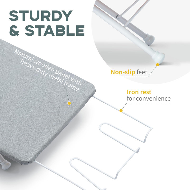 Small Ironing Board Tabletop With Iron Rest, Foldable Mini Iron Board With Cotton Cover,Folding Portable Travel Ironing Table For Spacing Saving 32"X12"