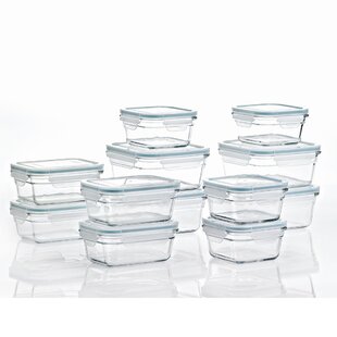 Glasslock Square Tempered Glass Food Container Set of 3 490ml/17oz 