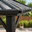 Pavillon de jardin permanent en aluminium noir 10 pi x 10 pi avec système de drainage pour l'extérieur, la cour arrière