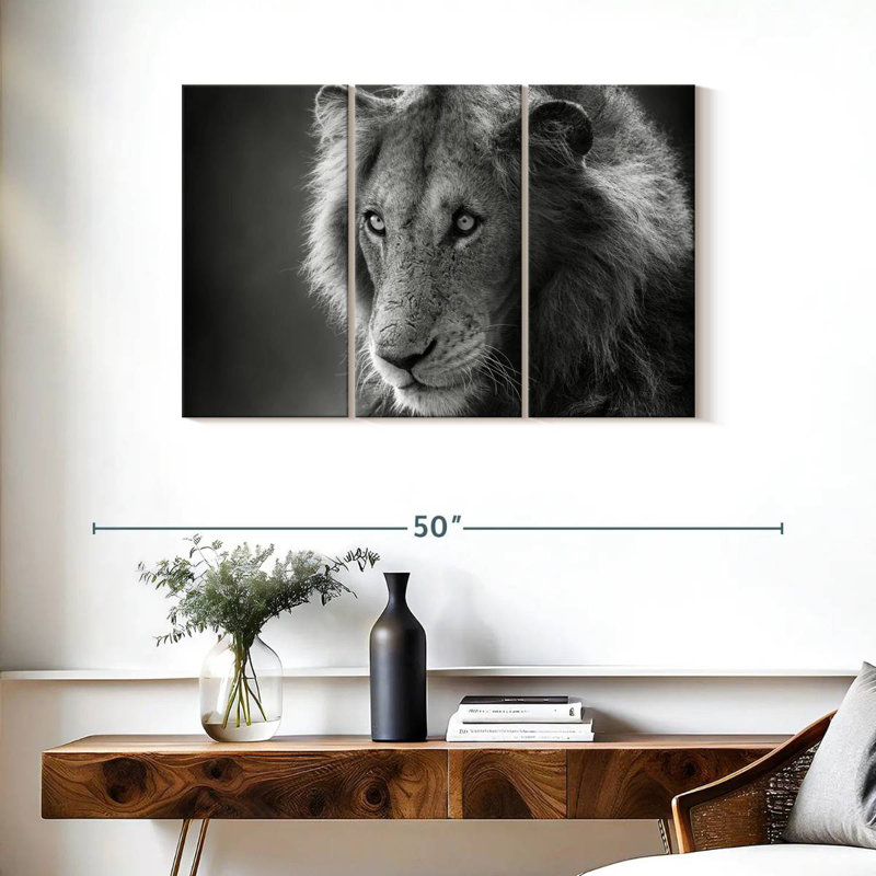 Brampt Monochromatic Wild Lion, 24" H x 38" W