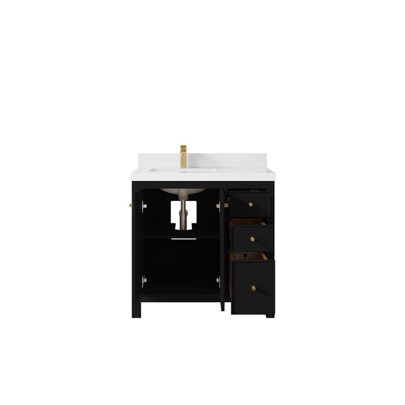 Meuble-lavabo simple 36 po avec plateau Chicago, Blanc