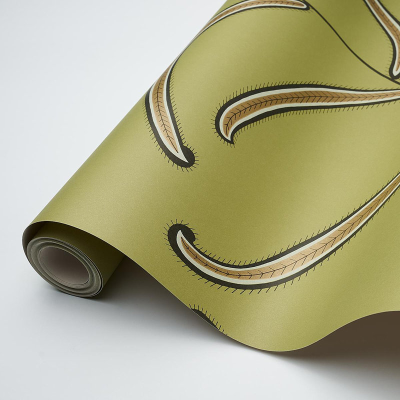 Schumacher x Neisha Crosland Caterpillar Leaf Wallpaper, Tomato