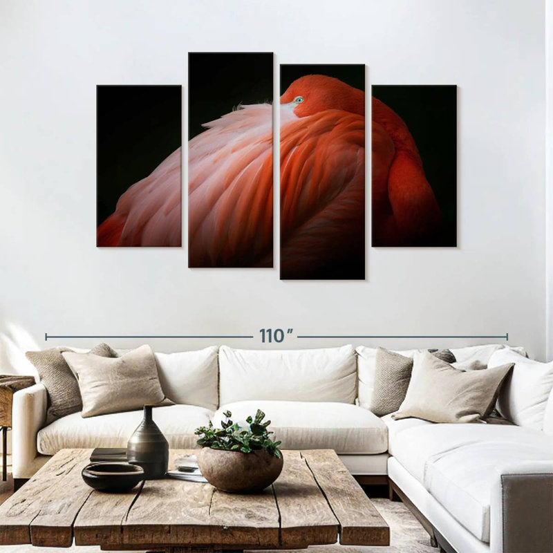 Brampt timide flamant rose, H 54 po x l 84 po
