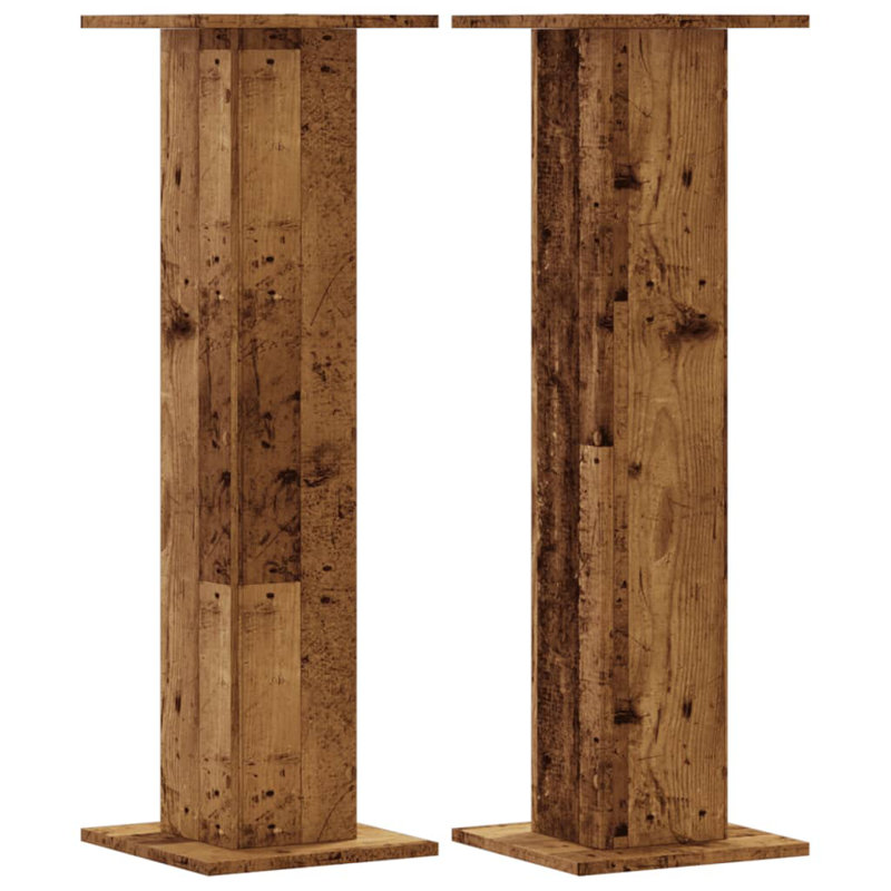 Support pour haut-parleur 2 pièces 11,8 x 11,8 x 37,4 po en bois d'ingénierie, Bois ancien
