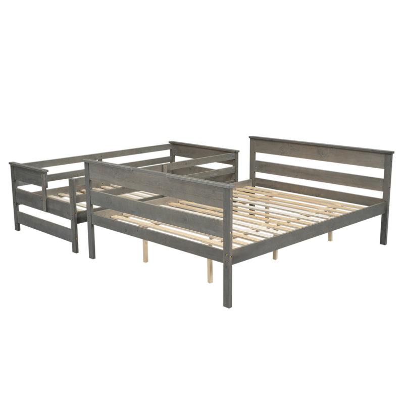 Twin XL over Queen Bunk Bed, Gray, Twin Over Full