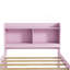 Lit simple avec lit gigogne, bibliothèque, rose