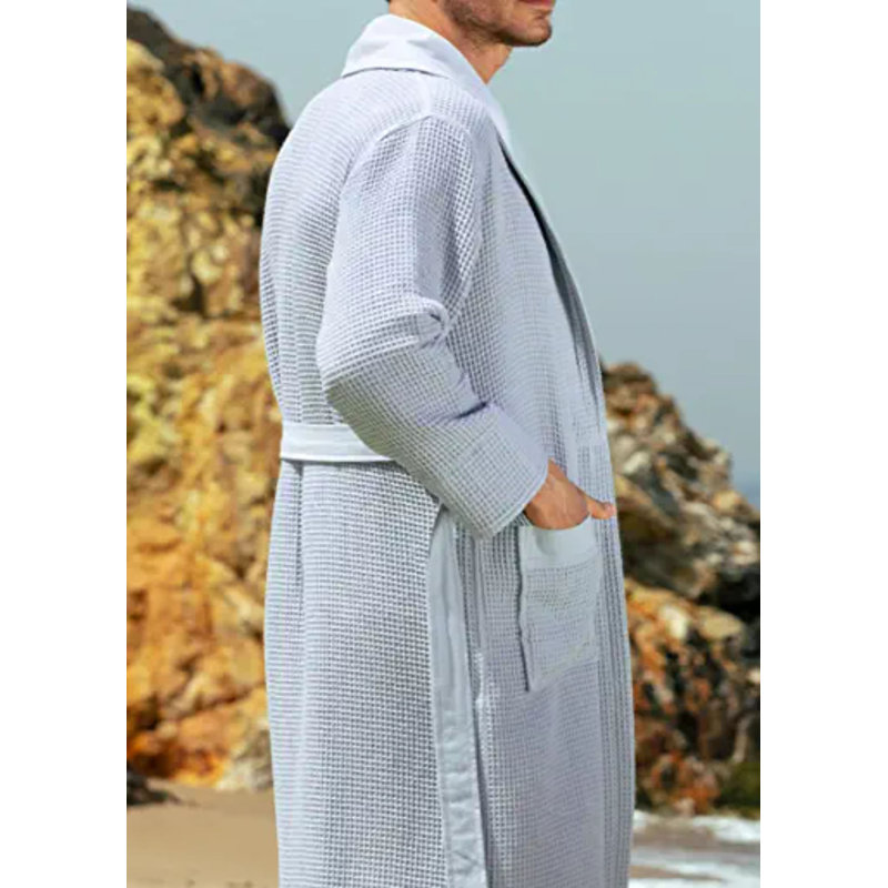 Peignoir gaufré Madhi, Bleu/gris, S