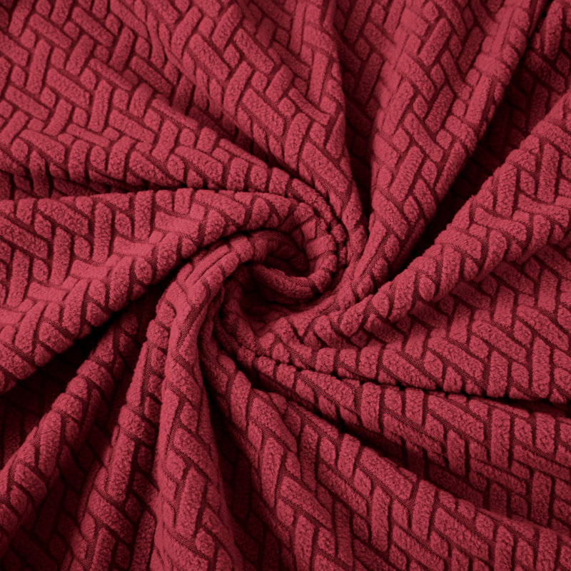 Luxury Reversible Spandex Loveseat Jacquard Pattern Stretchable Slipcover , Red , 3 Seater (179cm H x 280cm W x 12cm D)