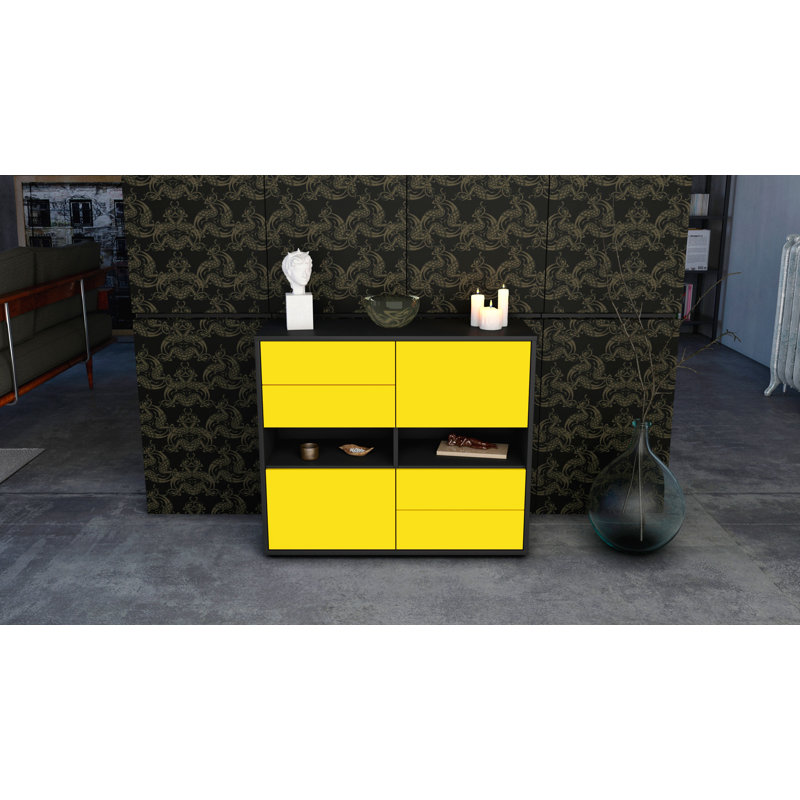 Prosper 92cm Sideboard, Charcoal/Yellow