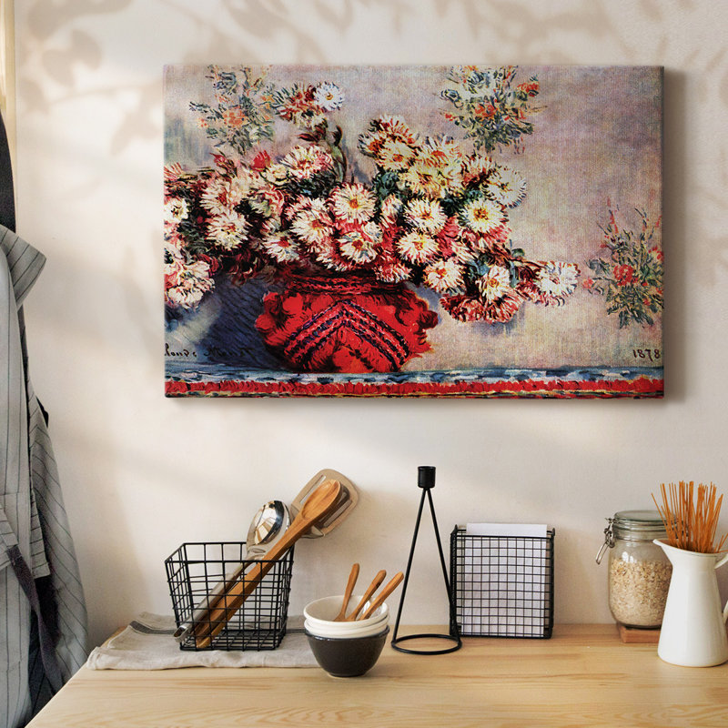 still life chrysanthemums-Gallery Wrapped Canvas, 12" H x 18" W
