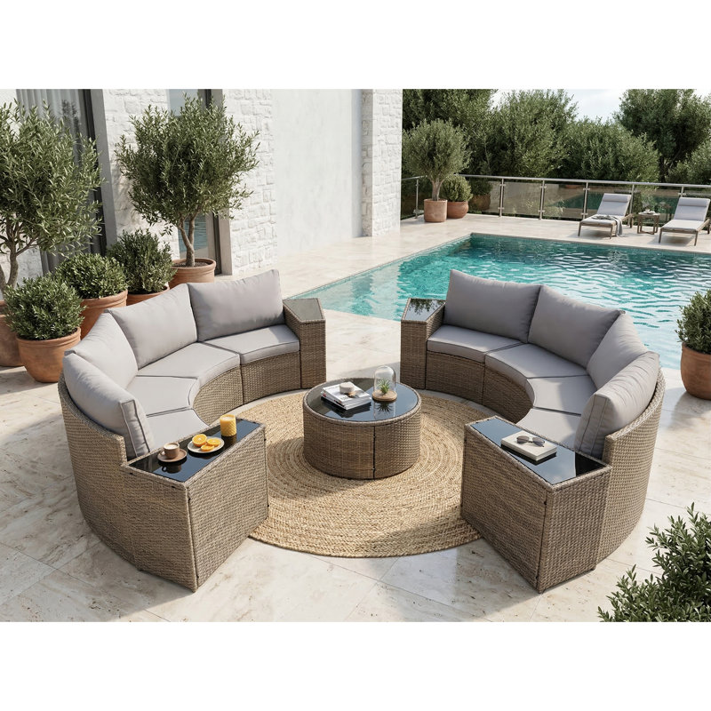 Canapé modulaire demi-lune pour l'extérieur, 8