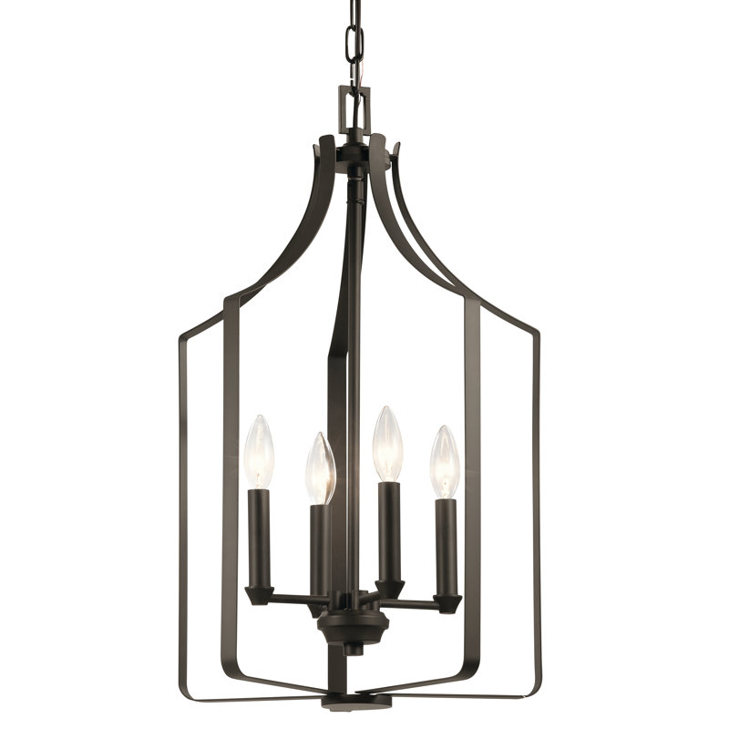 4 - Light Lantern Geometric Chandelier, Olde Bronze
