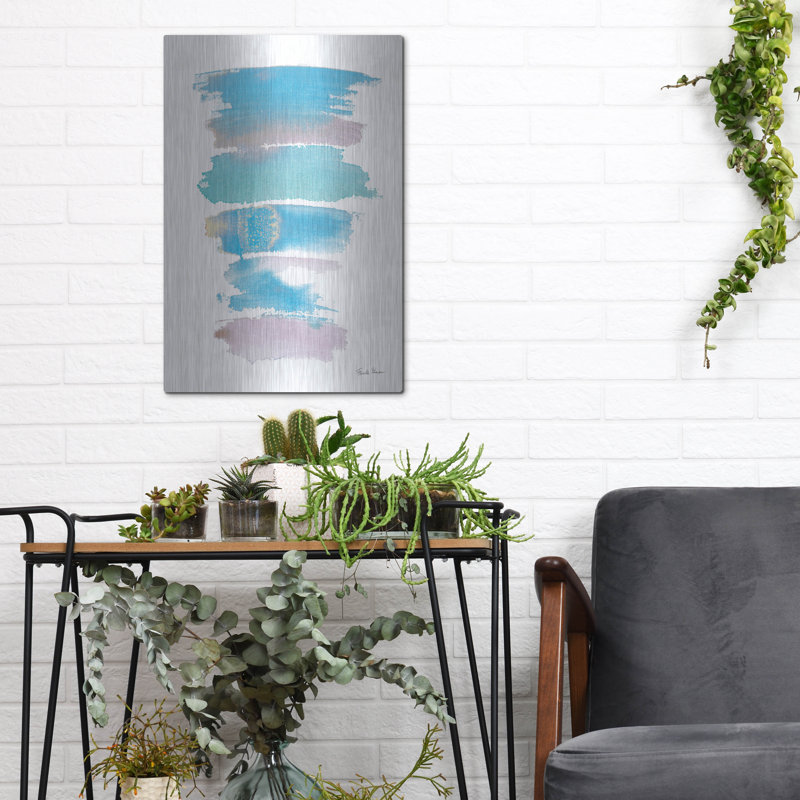 Art mural en métal de luxe «Sideway 2 Pastel» par Farida Zaman, 12 po x 16 po, H 16 po x l 12 po