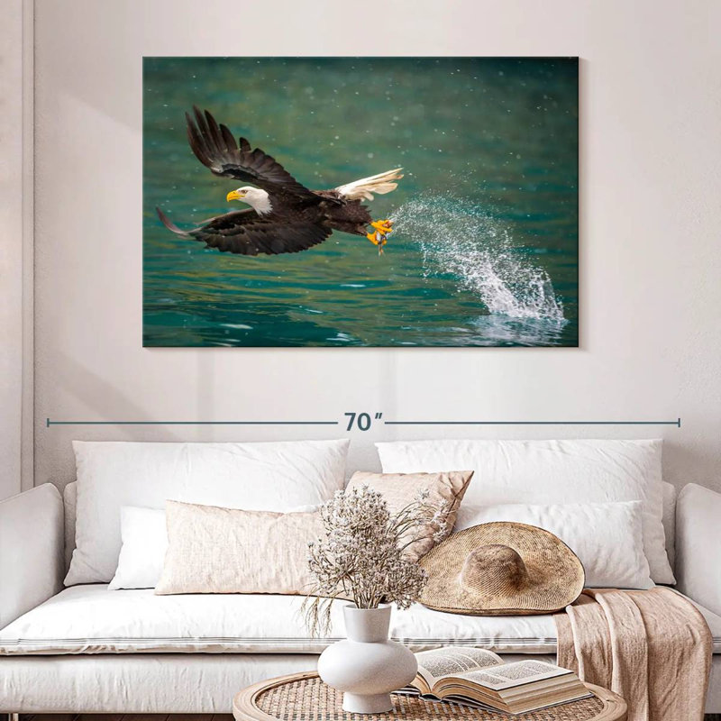 Brampt Eagle Catching Prey, 32" H x 48" W
