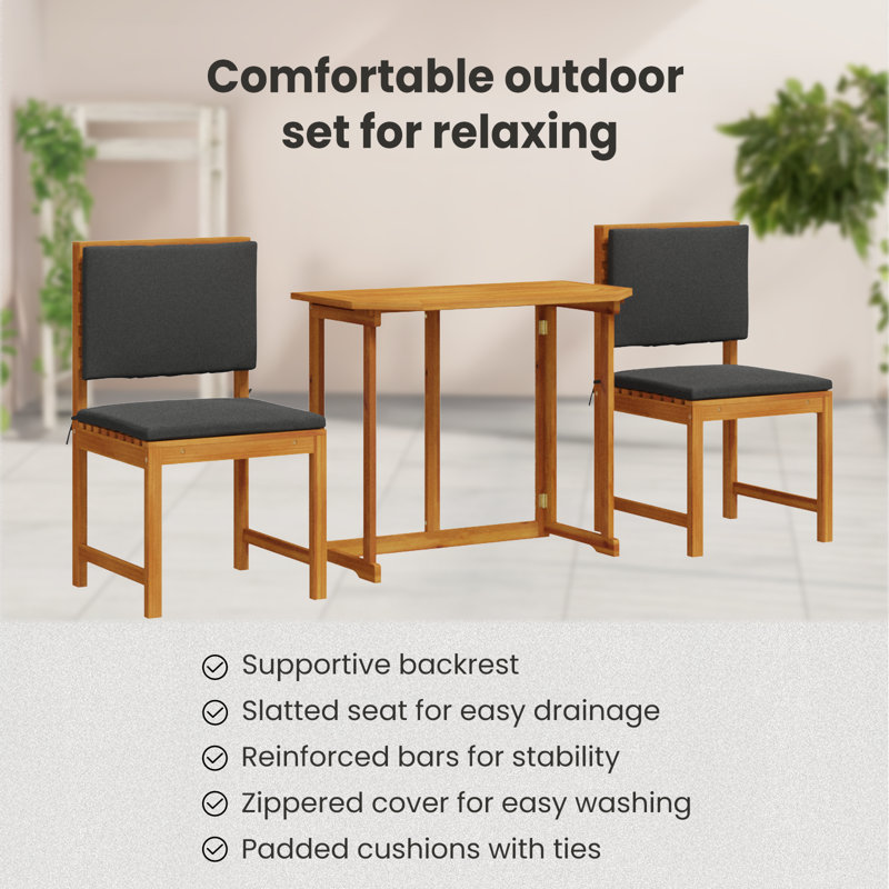 Rectangular 2 - Piece 2 - Person 90Cm W Outdoor Dining Set