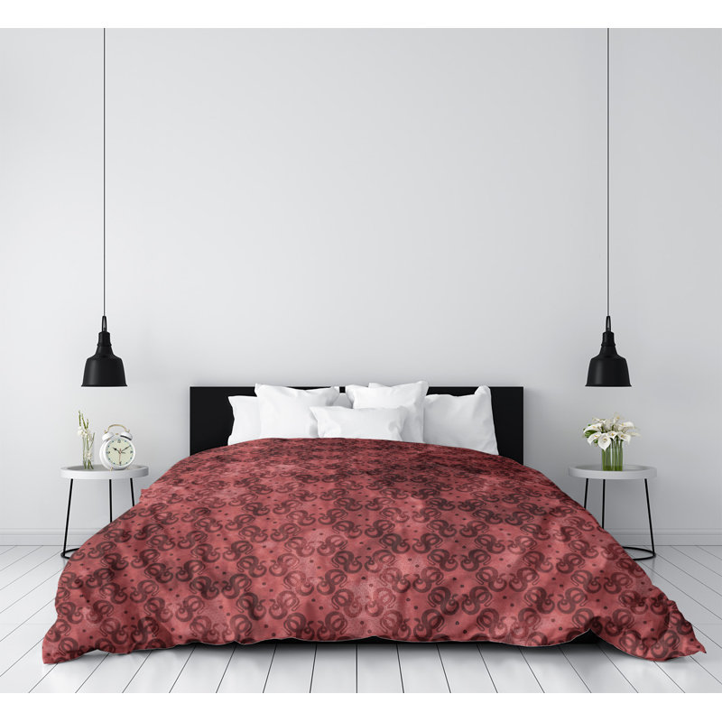 Housse de couette Katelyn Elizabeth, Housse de couette pour très grand lit, Rouge, Polyester brossé