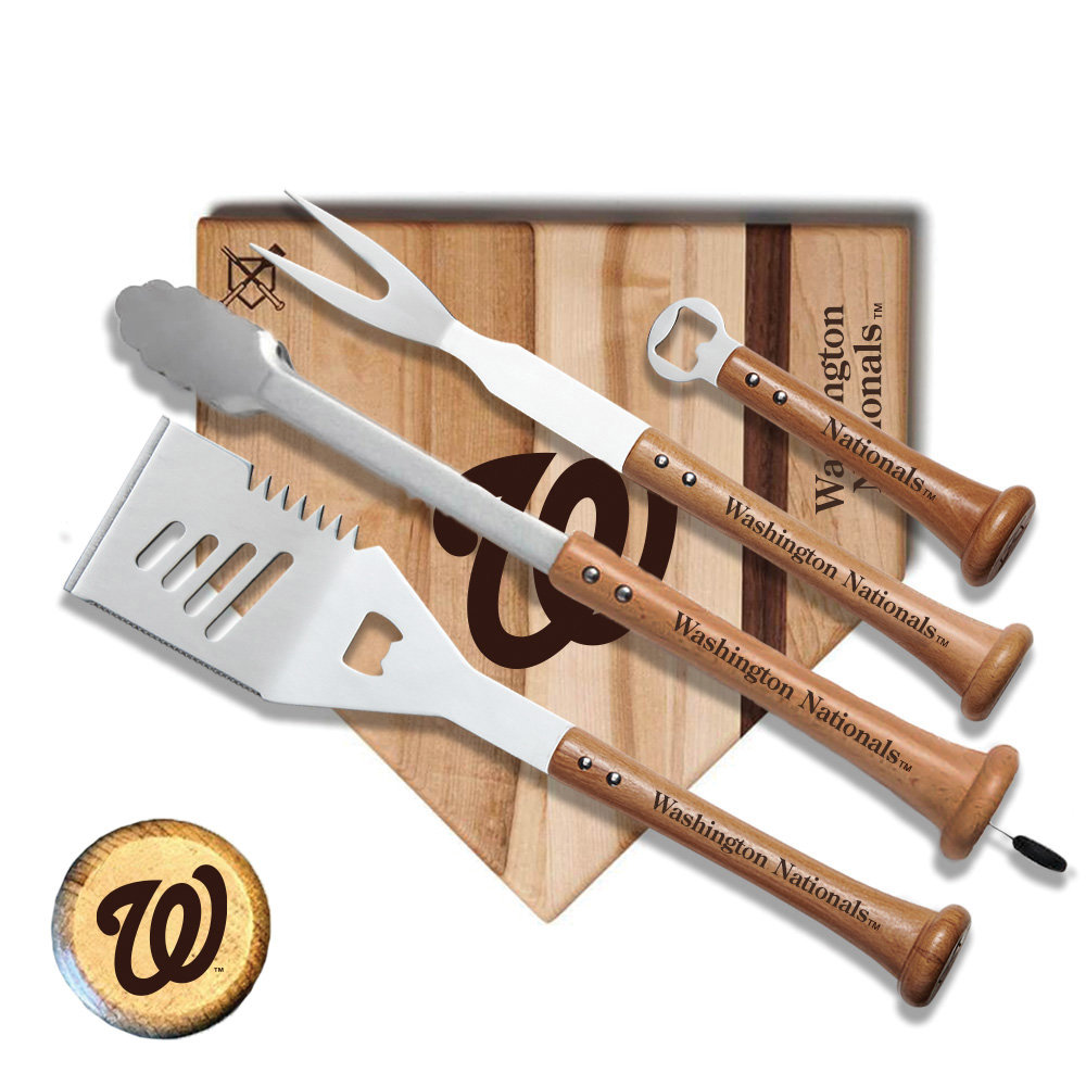 4-Tool Grill Set with Customized Baseball Bat Handles – Baseball BBQ