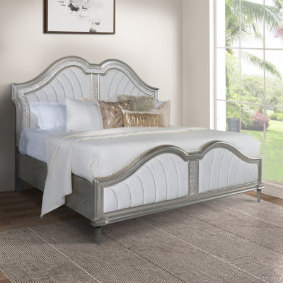 Katerina Ivory And Silver Oak Platform Bed -  CDecor Home Furnishings, 223168Q