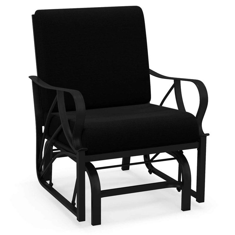 Chaise berçante de patio avec coussin, Noir, noir, noir, noir