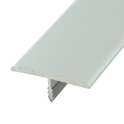 Outwater 1-1/4In Clear Anodized (Satin) Finish Flat Aluminum Center Barb Tee Moulding, 46In Lengths (Pack Of 3)