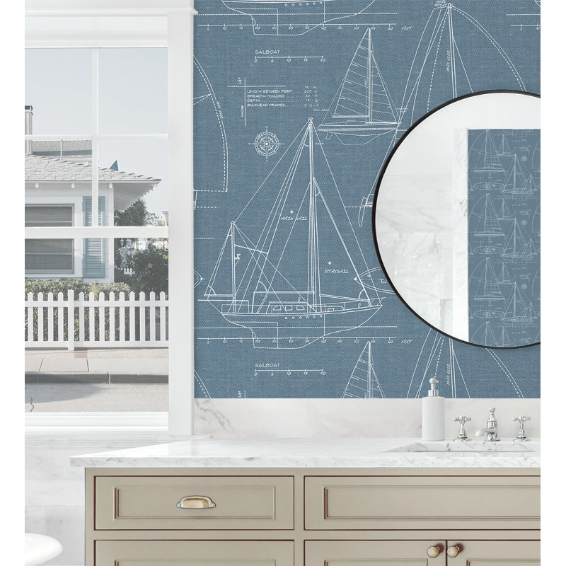 Papier peint sans pont Walsenburg Breakwater Bay Designs, Oasis bleu