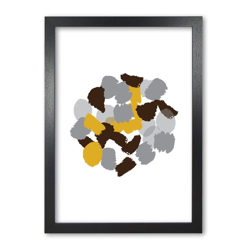 Mustard Abstract Paint Splodge - Print, Black Grain Frame, 30 cm H x 21 cm W x 5 cm D