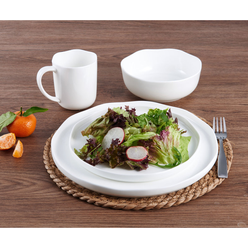 Adelaide White Porcelain 16-Piece Dinnerware Set, Service for 4