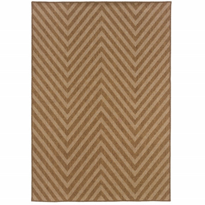 Tapis d'intérieur / extérieur brun à motif de chevrons Elisabet