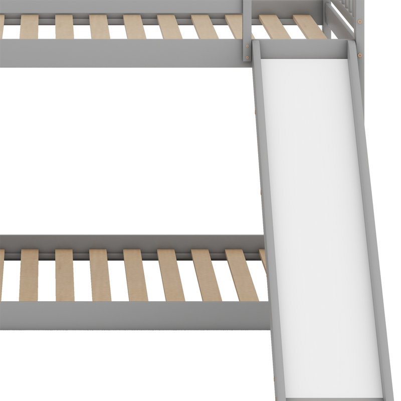 Bunk Bed With Convertible Slide And Stairway, Grey
