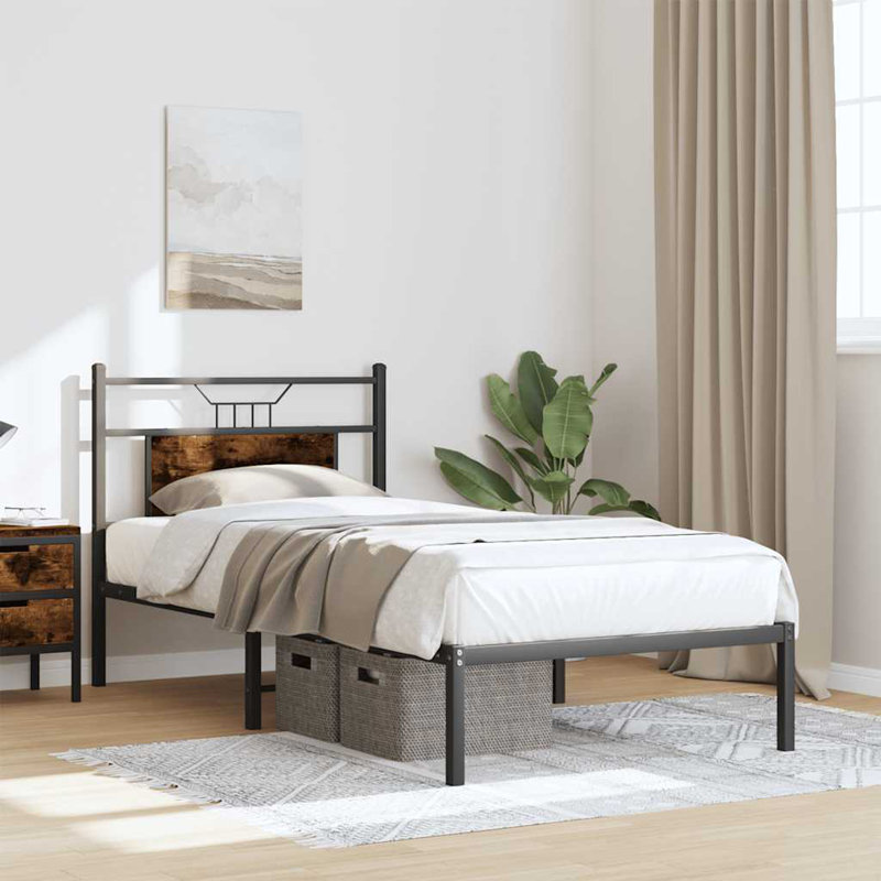 Bed Frame Without Mattress Engineered Wood, Smoked Oak, Small Single (2'6)