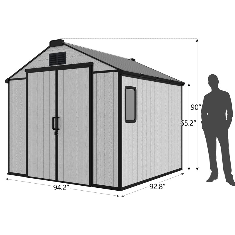 8 FT.W x 8 FT.D Resin Outdoor Storage Shed with Floor, Large Tool Sheds, with Assembly Video