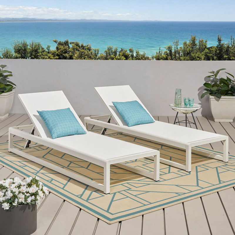 MODESTA CHAISE LOUNGE, White, White