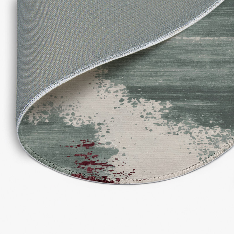 Tapis intérieur et extérieur gris Watercolor, Rond 5 pi