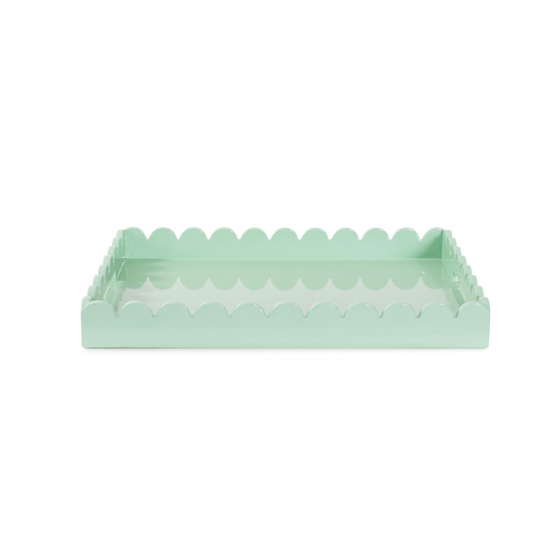 Plateau rectangulaire en bois festonné Hindley, Vert clair