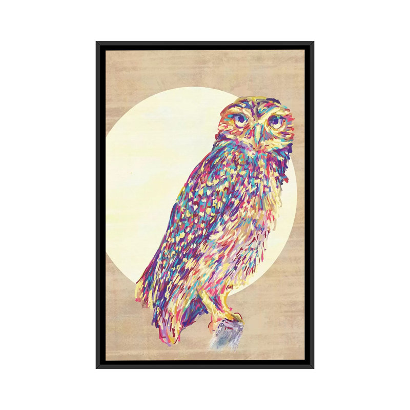 «Owls» sur toile, H 26 po x l 18 po x P 1,5 po, Toile avec cadre noir, Pas de tapis