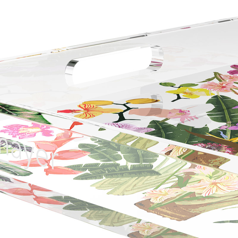 Fantasy Tropical Acrylic Square Decorative Tray, 12"W x 12"D x 2"H